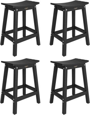 24 Inch Outdoor Bar Stools HDPE Weather Resistance Counter Height Bar Stools
