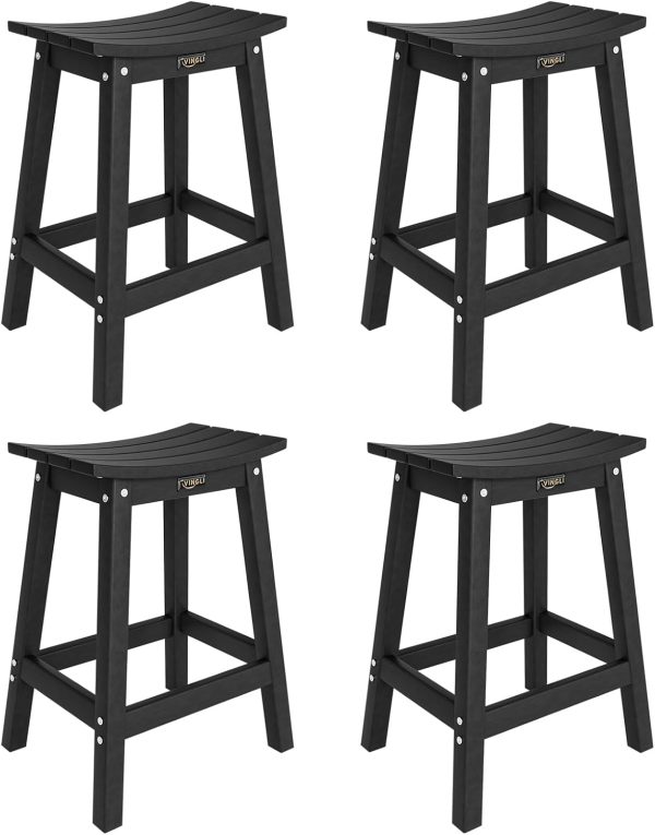 24 Inch Outdoor Bar Stools HDPE Weather Resistance Counter Height Bar Stools