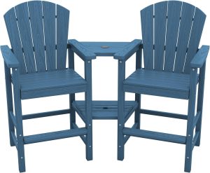 Adirondack Chairs with Double Layer Connecting Tray HDPE Bar Height Outdoor Chairs