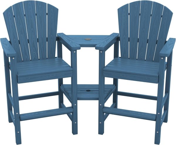 Adirondack Chairs with Double Layer Connecting Tray HDPE Bar Height Outdoor Chairs