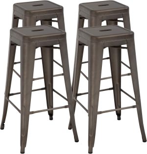 Metal Bar Stool Counter Height Barstool 30 Inches Industrial Bar Chairs Patio