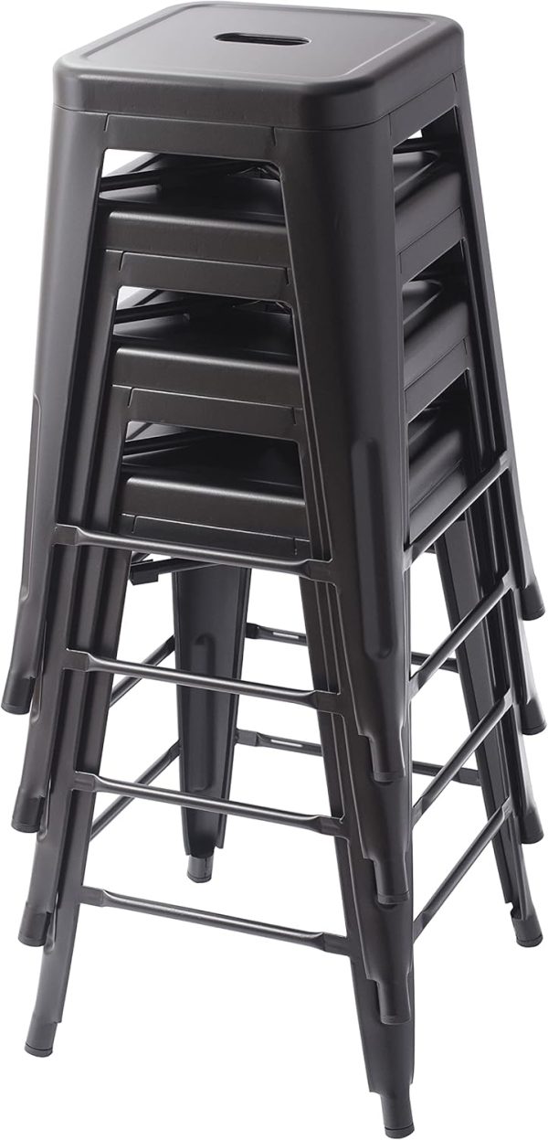 Metal Bar Stools - 24-Inch Black