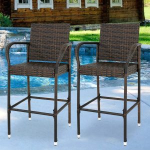 Wicker Barstool All Weather Dining Chairs Outdoor Patio Furniture Wicker Chairs Bar